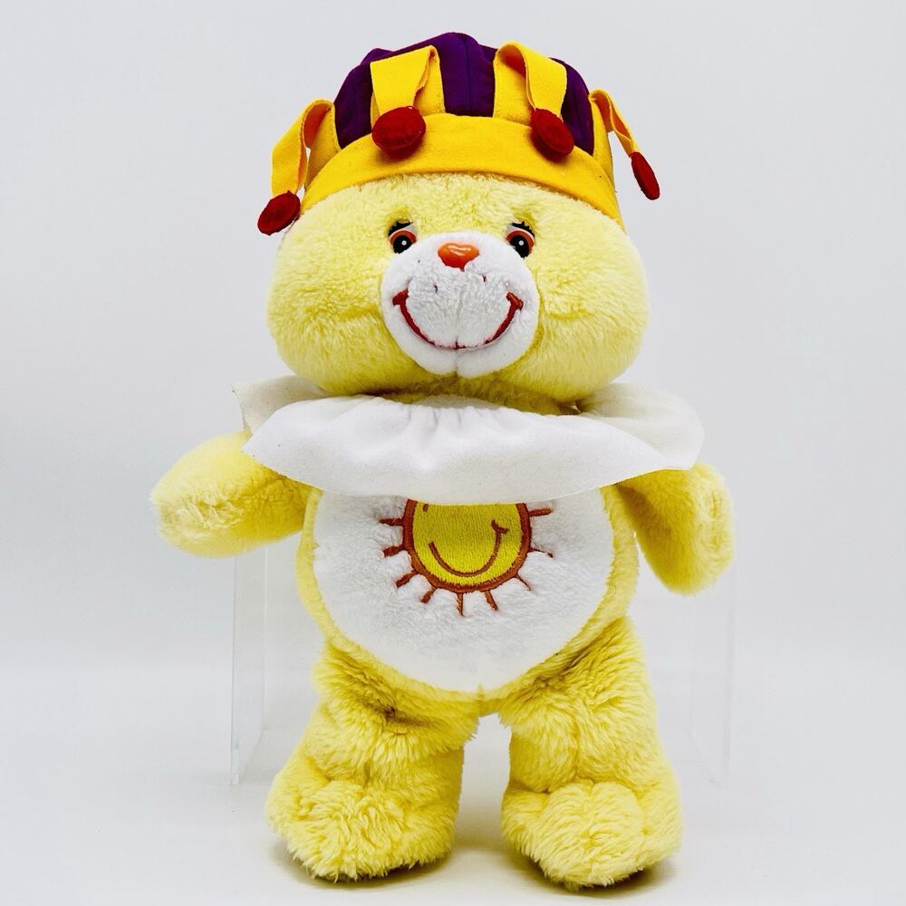 13" Care Bears King Funshine Bear 2004 Plush Crown Sun Yellow Plush **READ DESC